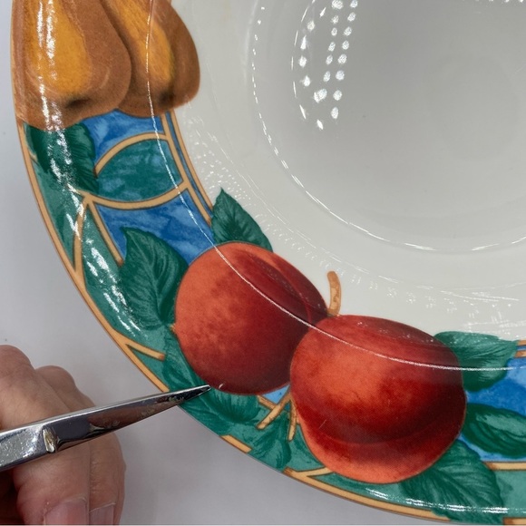 Casual Victoria & Beale Forbidden Fruit 4 8.5” Rimmed Soup Bowls Fine Porcelain - Picture 15 of 16